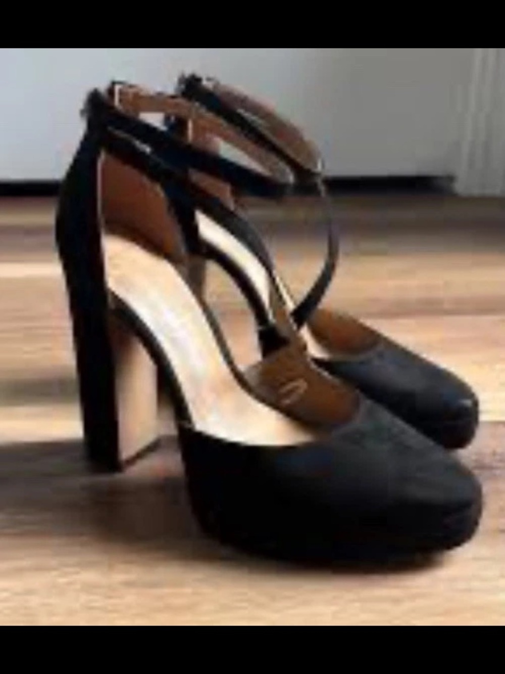 Jessica Simpson Black Pointed Toe Stiletto Block Heel Strappy Platform Size 8